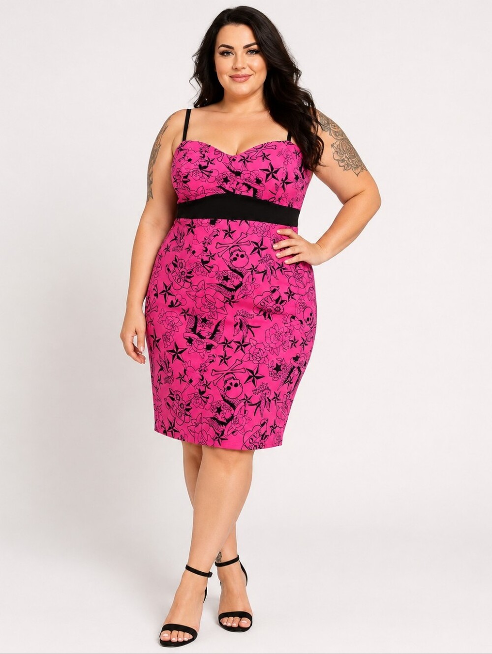 Torrid x Betsey Johnson Pink Tattoo Midi Dress Size 14